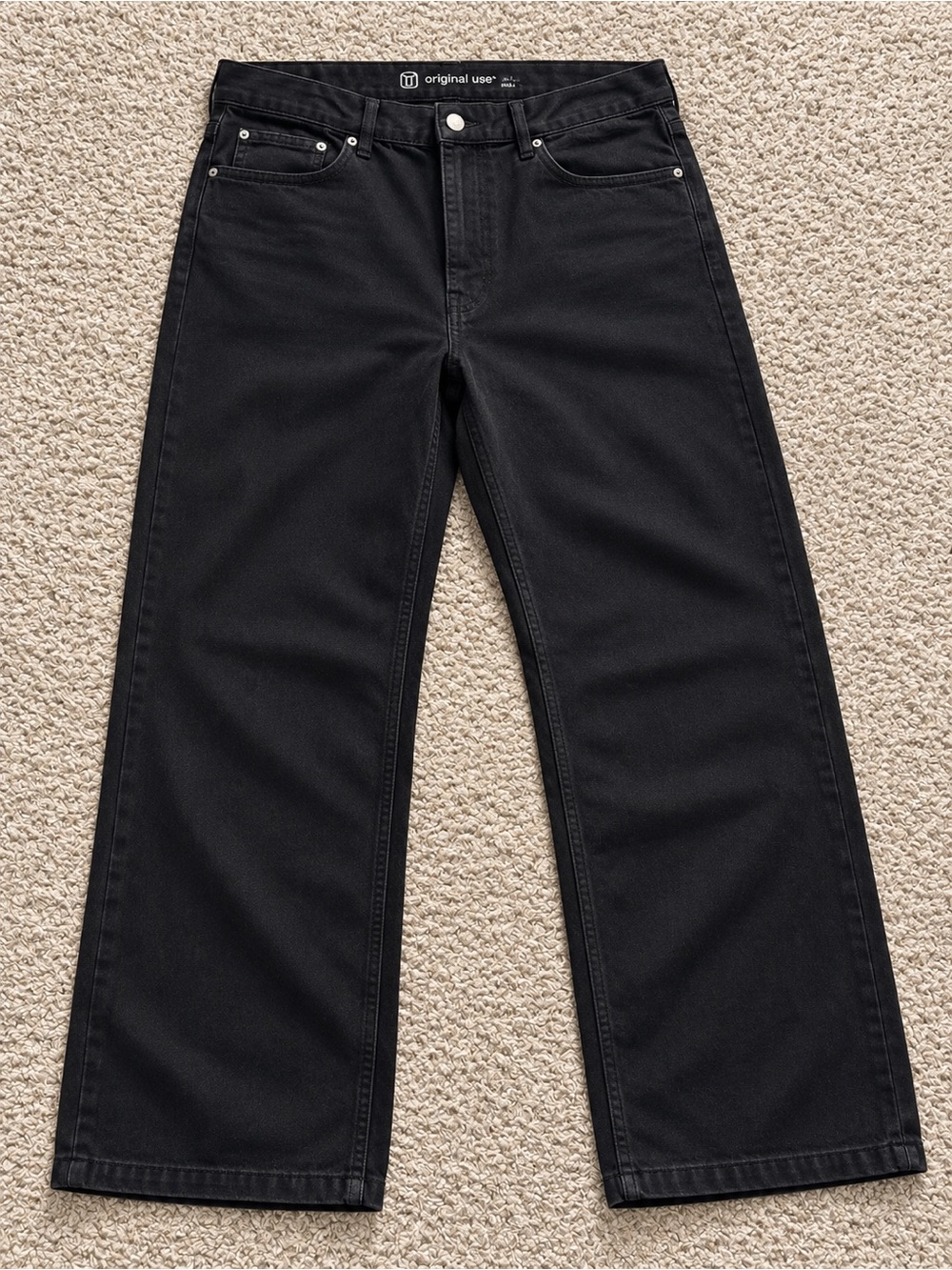 Original Use Black Relaxed Straight-Leg Jeans